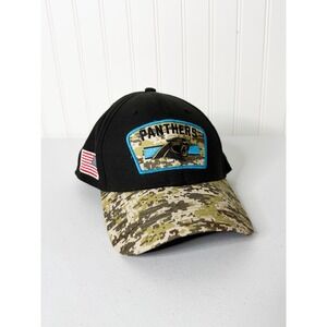 Carolina Panthers New Era NFL Fitted Hat Salute To Service Camo Sports Size M/L